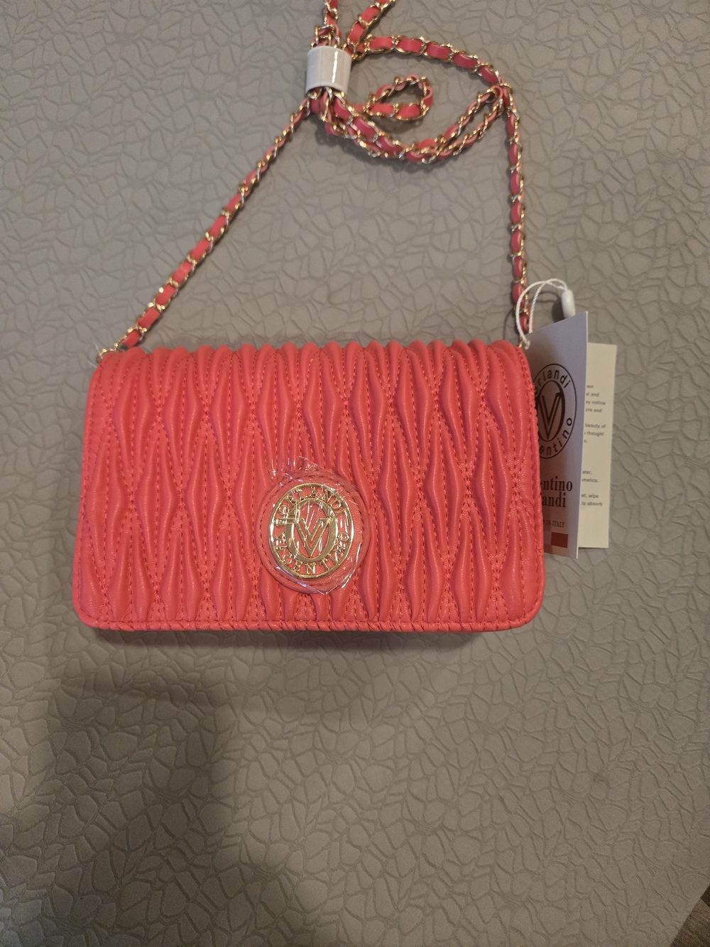 Valentino Orlandi HOT PINK  Crossbody Bag with Gold Chain NWT - Picture 2 of 3